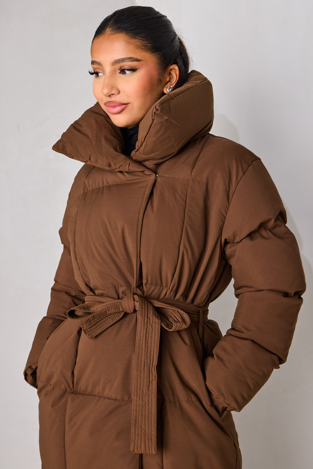 Longline Puffer Brown